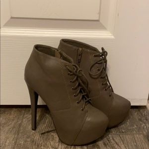 Dark gray heeled boots